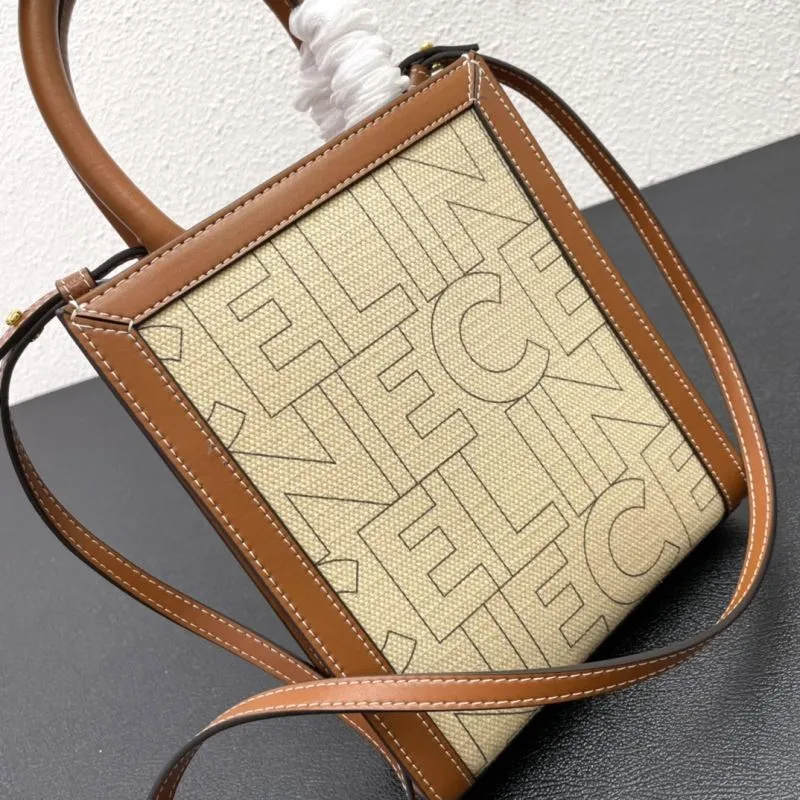 Celine 8926 Beige Brown Satchel Crossbody Bag - Image 5
