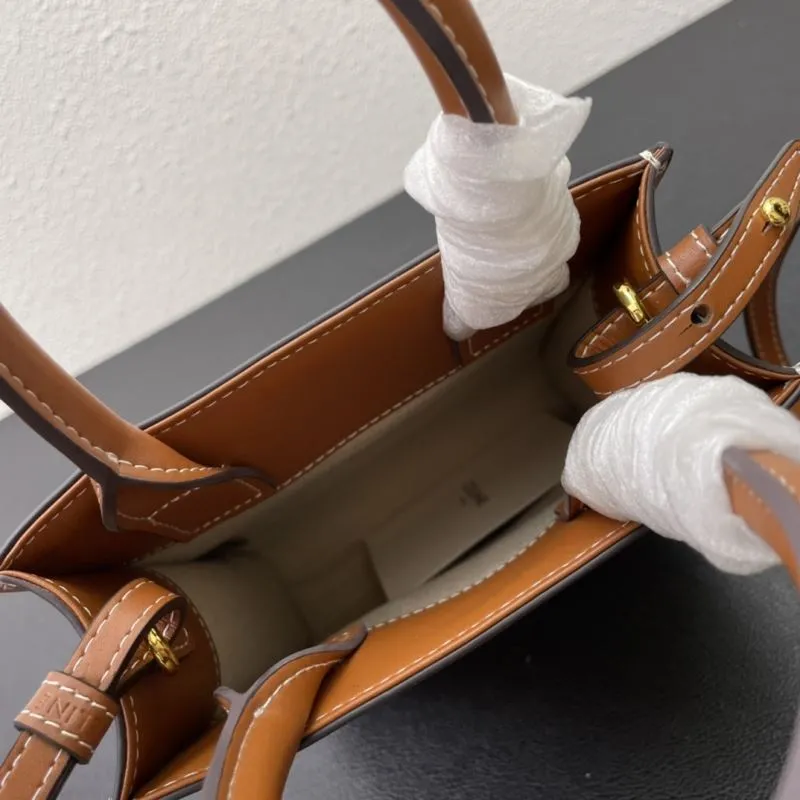 Celine 8926 Beige Brown Satchel Crossbody Bag - Image 8