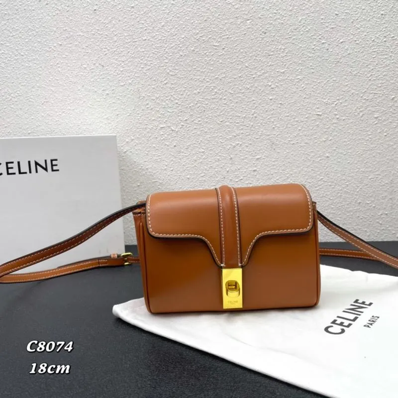 Celine Brown Crossbody Bag C8074 18cm