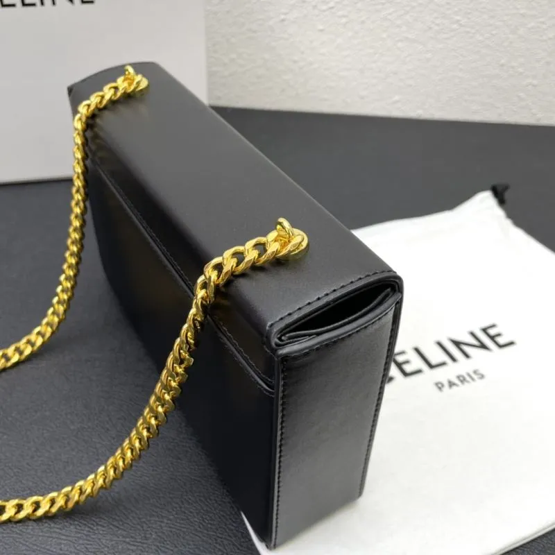 Celine Black Chain Satchel Bag CL8067 Size 22 - Image 4