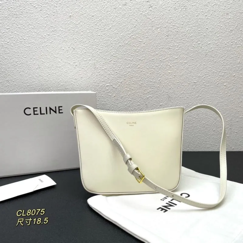 Celine CL8075 Off-White Crossbody Satchel Bag Size 18.5