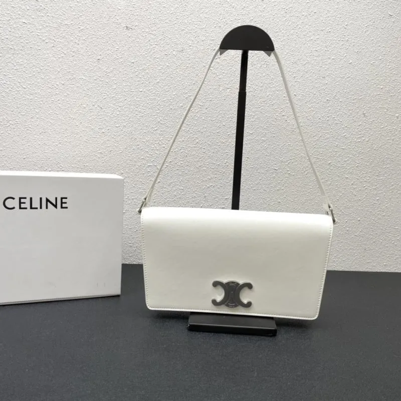 Celine White Leather Satchel Bag 563