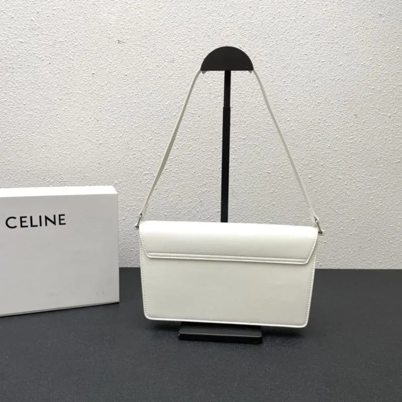 Alternative view of Celine White Leather Satchel Bag 563