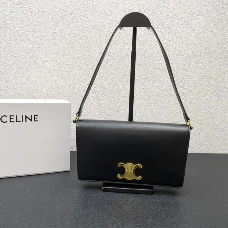 Celine Black Leather Satchel Shoulder Bag