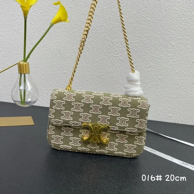 Celine Monogram Green Chain Satchel Bag 016# 20cm