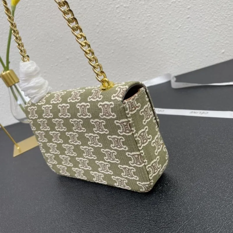 Celine Monogram Green Chain Satchel Bag 016# 20cm - Image 5