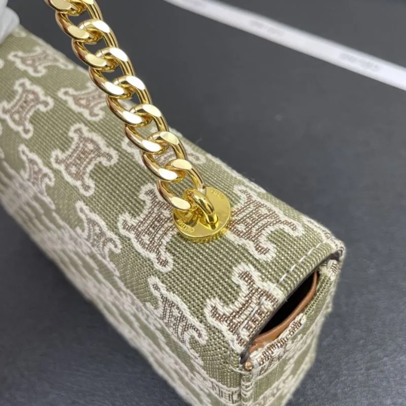 Celine Monogram Green Chain Satchel Bag 016# 20cm - Image 6