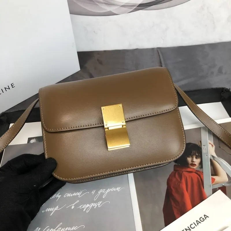 Celine Brown Leather Satchel Crossbody Bag - Image 4