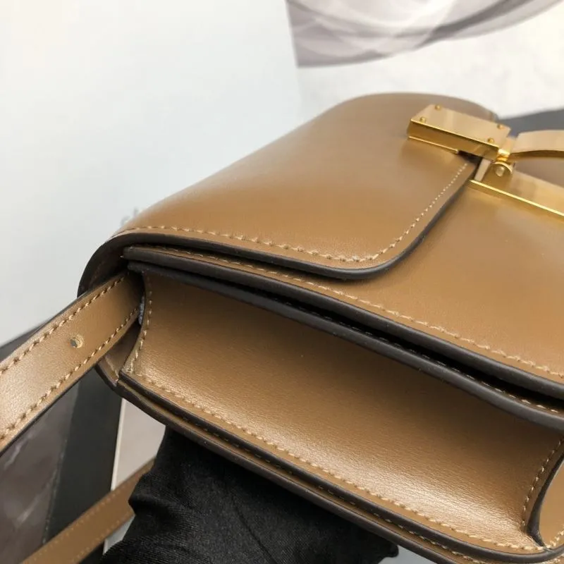 Celine Brown Leather Satchel Crossbody Bag - Image 6