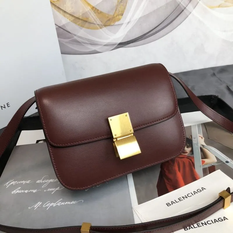 Celine Brown Leather Satchel Bag 570