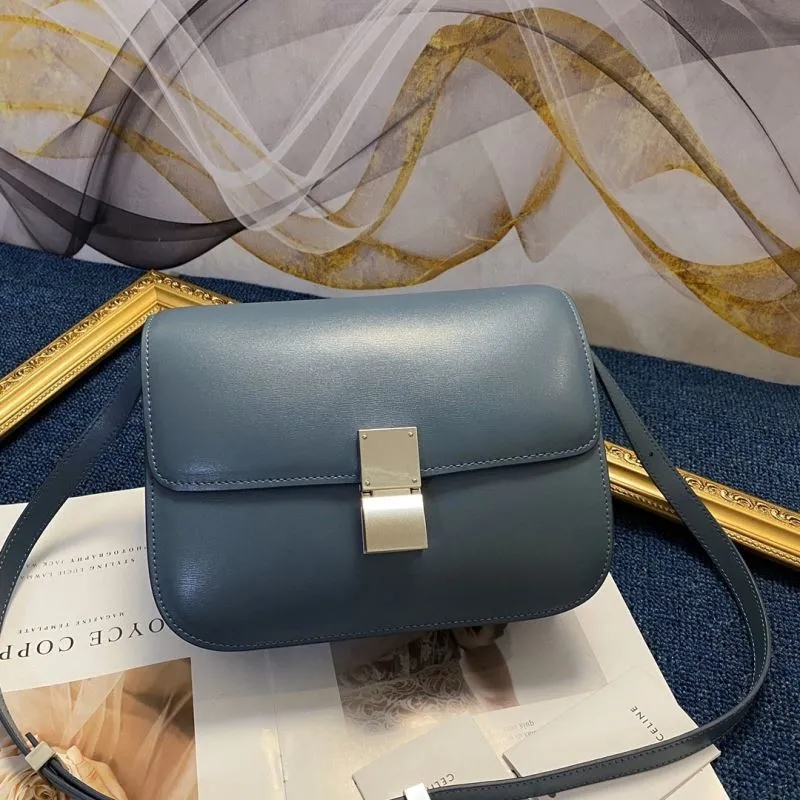 Celine Blue Leather Satchel Crossbody Bag 571