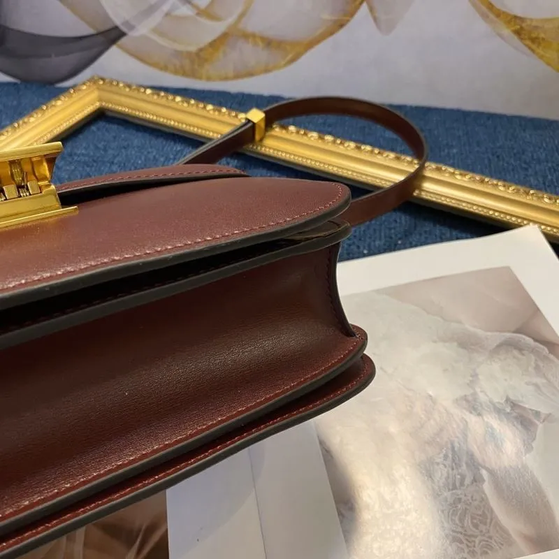 Celine Brown Leather Satchel Crossbody Bag 574 - Image 7