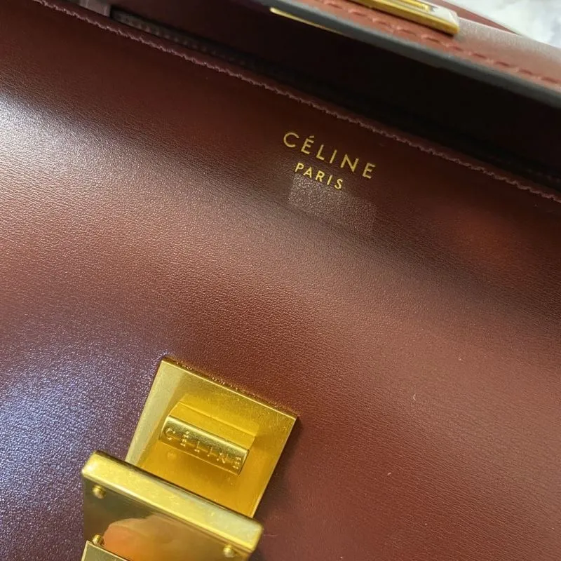 Celine Brown Leather Satchel Crossbody Bag 574 - Image 9