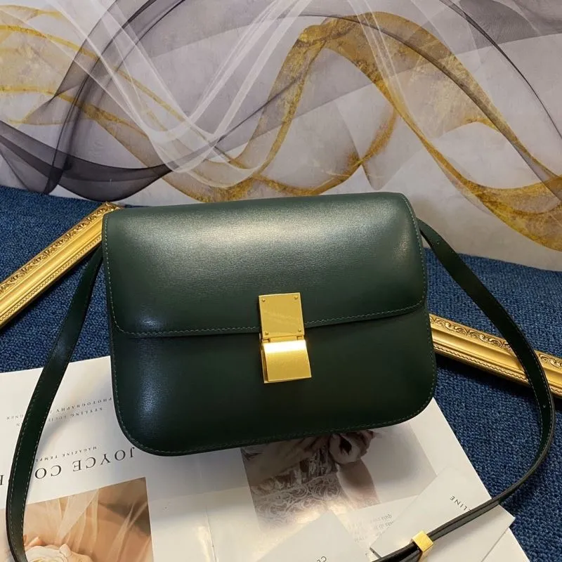 Celine Dark Green Leather Satchel Bag 575