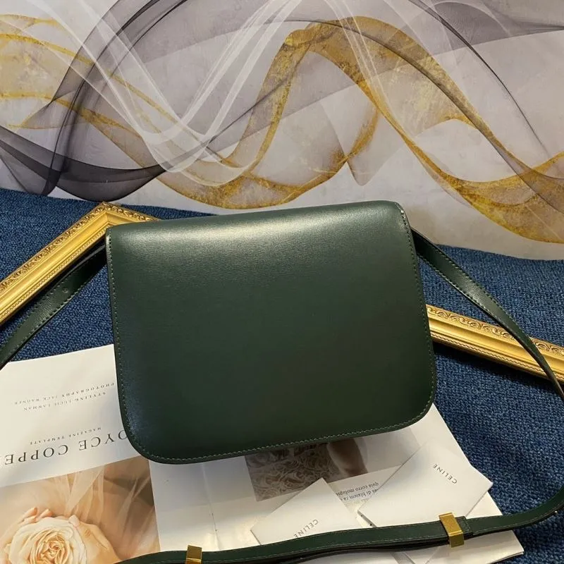 Celine Dark Green Leather Satchel Bag 575 - Image 3