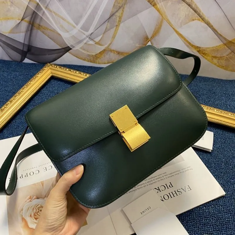 Celine Dark Green Leather Satchel Bag 575 - Image 4