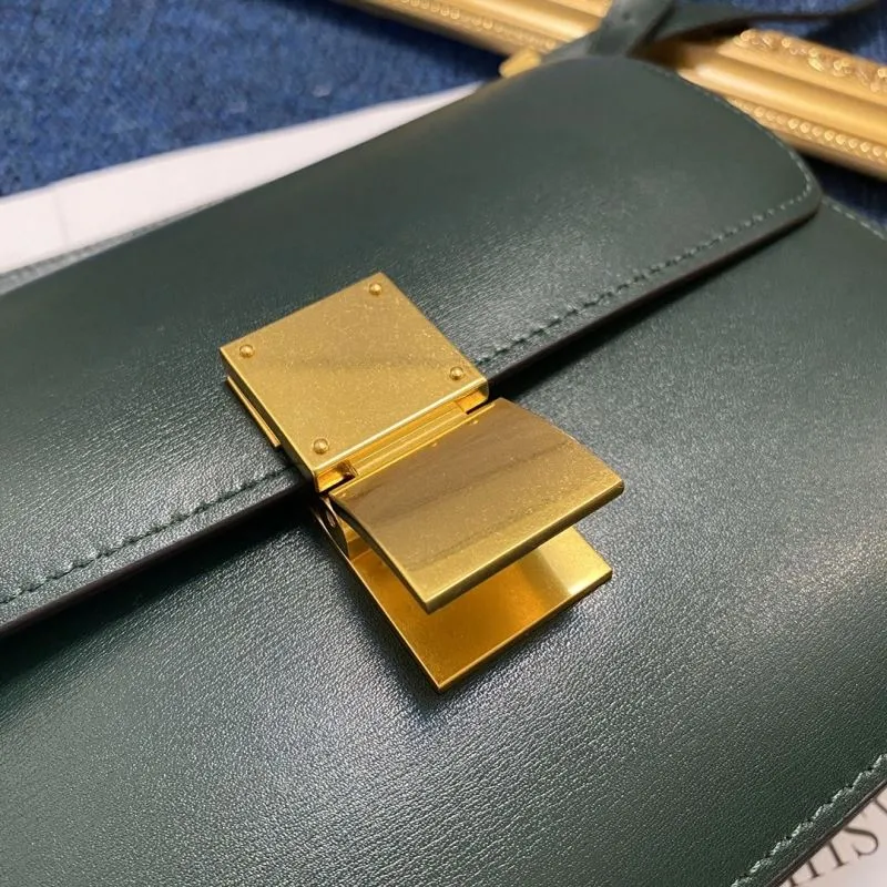 Celine Dark Green Leather Satchel Bag 575 - Image 5