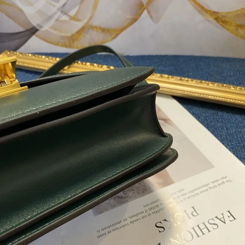 Celine Dark Green Leather Satchel Bag 575 - Image 7