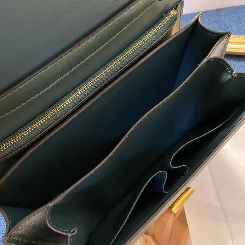 Celine Dark Green Leather Satchel Bag 575 - Image 8