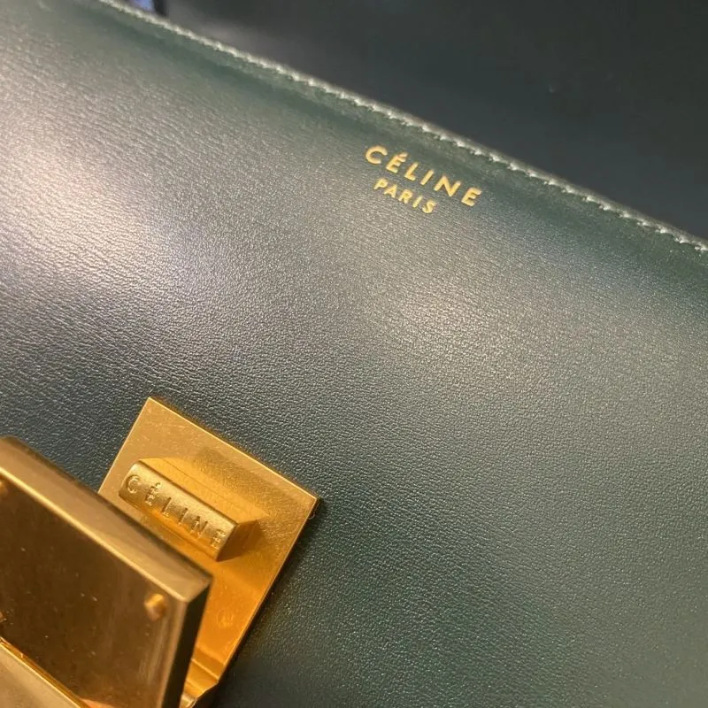 Celine Dark Green Leather Satchel Bag 575 - Image 9