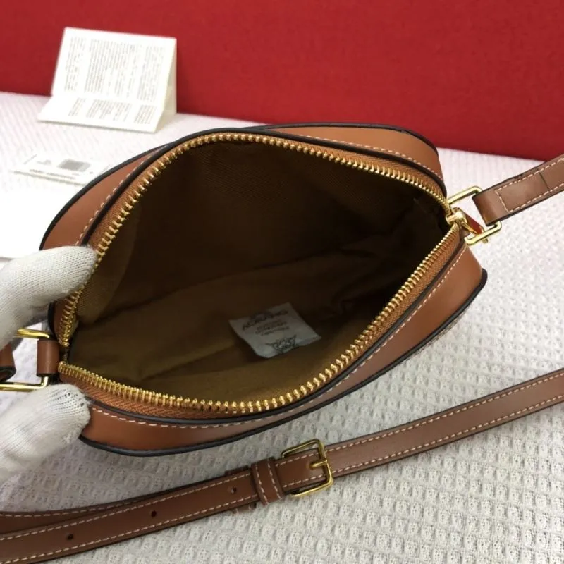 Celine Triomphe Brown Trim Canvas Crossbody Camera Bag 3119 - Image 8