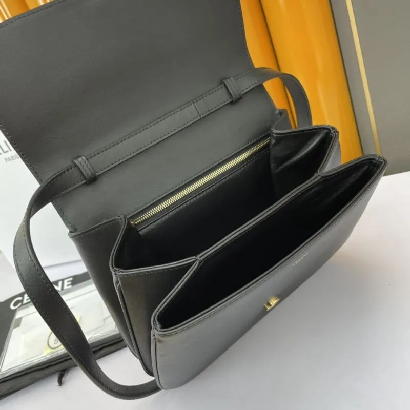Celine Black Leather Satchel Bag 582 - Image 7