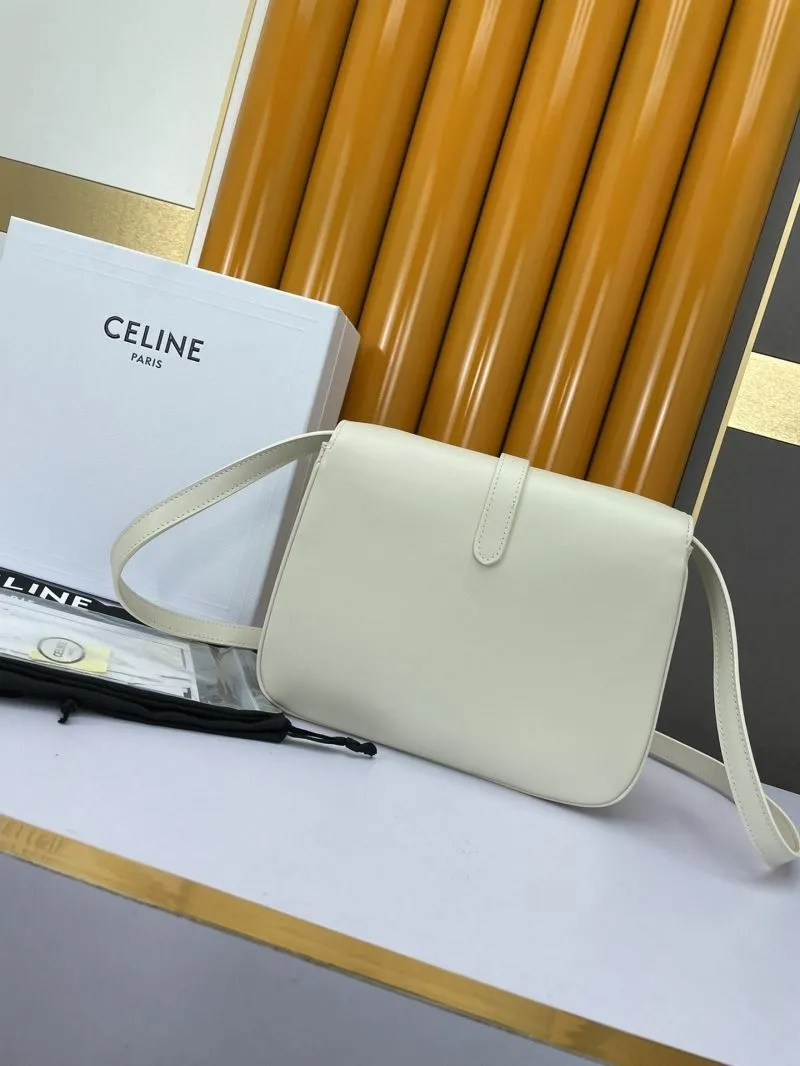 Celine Off-White Leather Crossbody Satchel Bag - Image 3