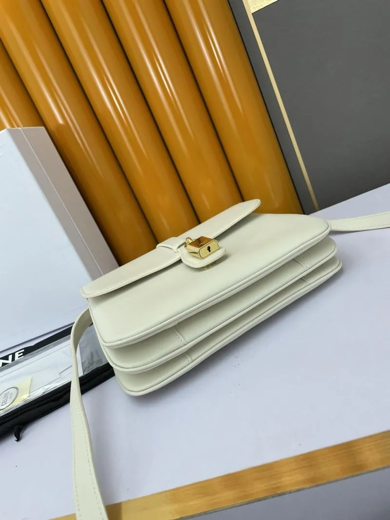 Celine Off-White Leather Crossbody Satchel Bag - Image 4