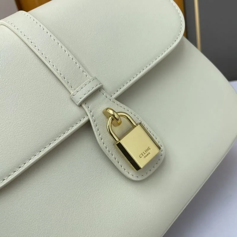 Celine Off-White Leather Crossbody Satchel Bag - Image 5