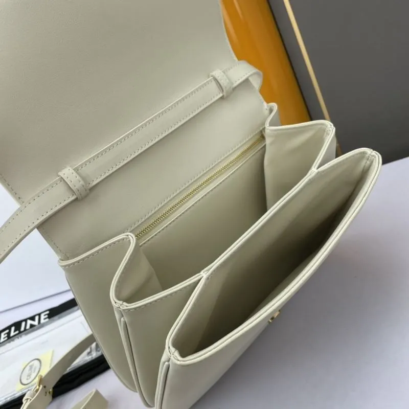 Celine Off-White Leather Crossbody Satchel Bag - Image 7