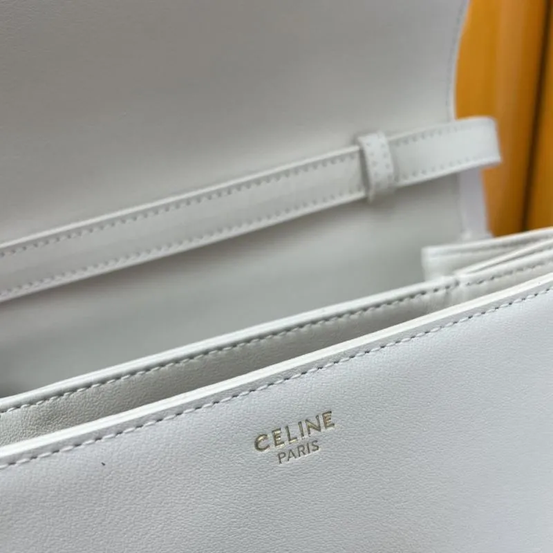 Celine Off-White Leather Crossbody Satchel Bag - Image 8