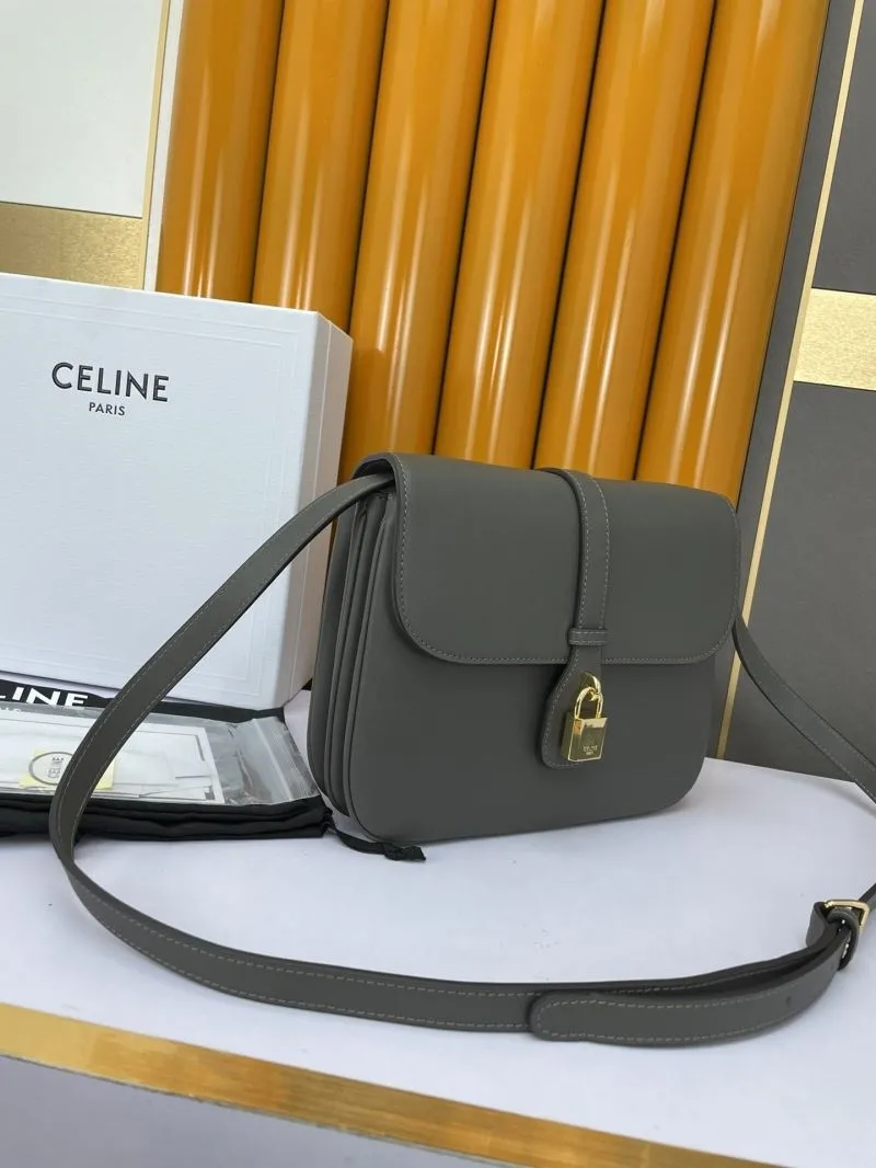 Alternative view of Celine Gray Leather Satchel Crossbody Bag 584