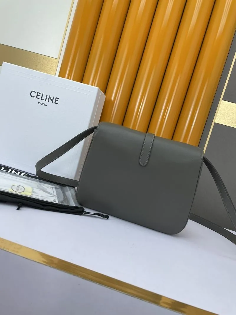 Celine Gray Leather Satchel Crossbody Bag 584 - Image 3
