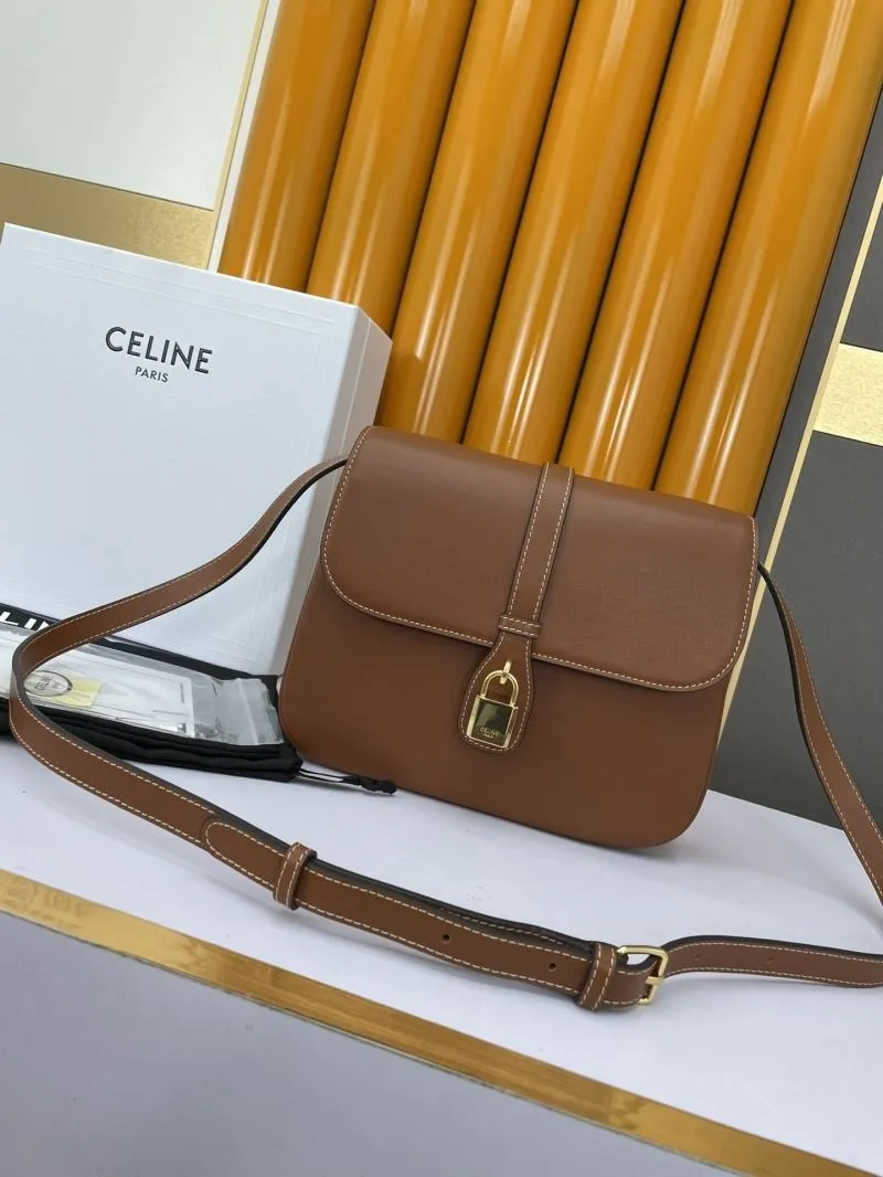 Celine Brown Leather Crossbody Satchel Bag 585