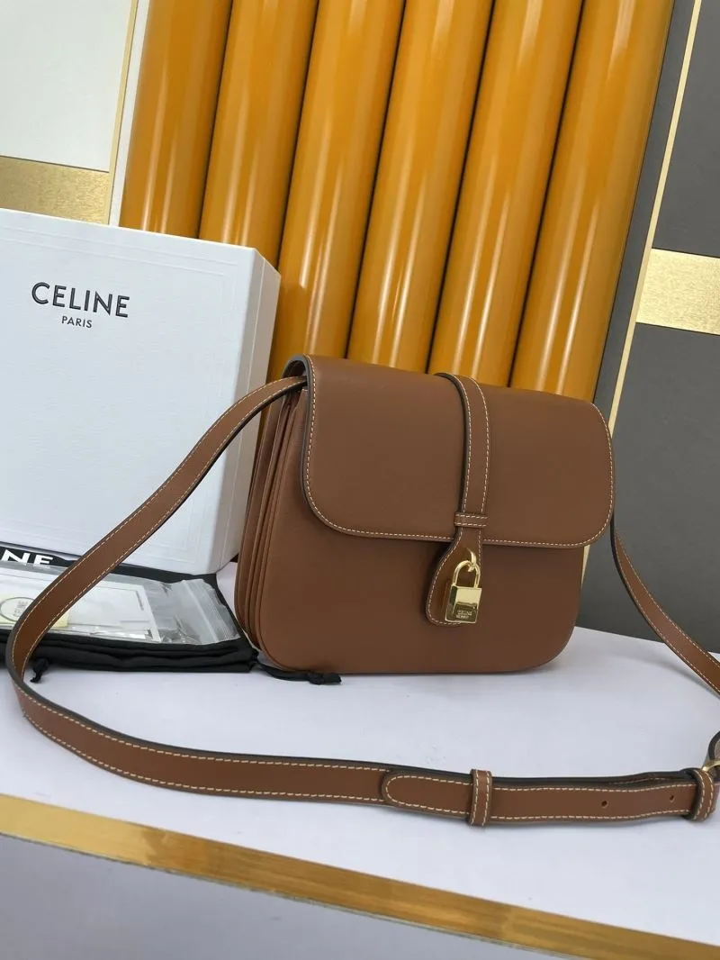 Alternative view of Celine Brown Leather Crossbody Satchel Bag 585