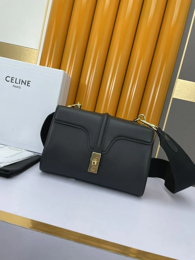 Celine Black Leather Crossbody Satchel Bag 586