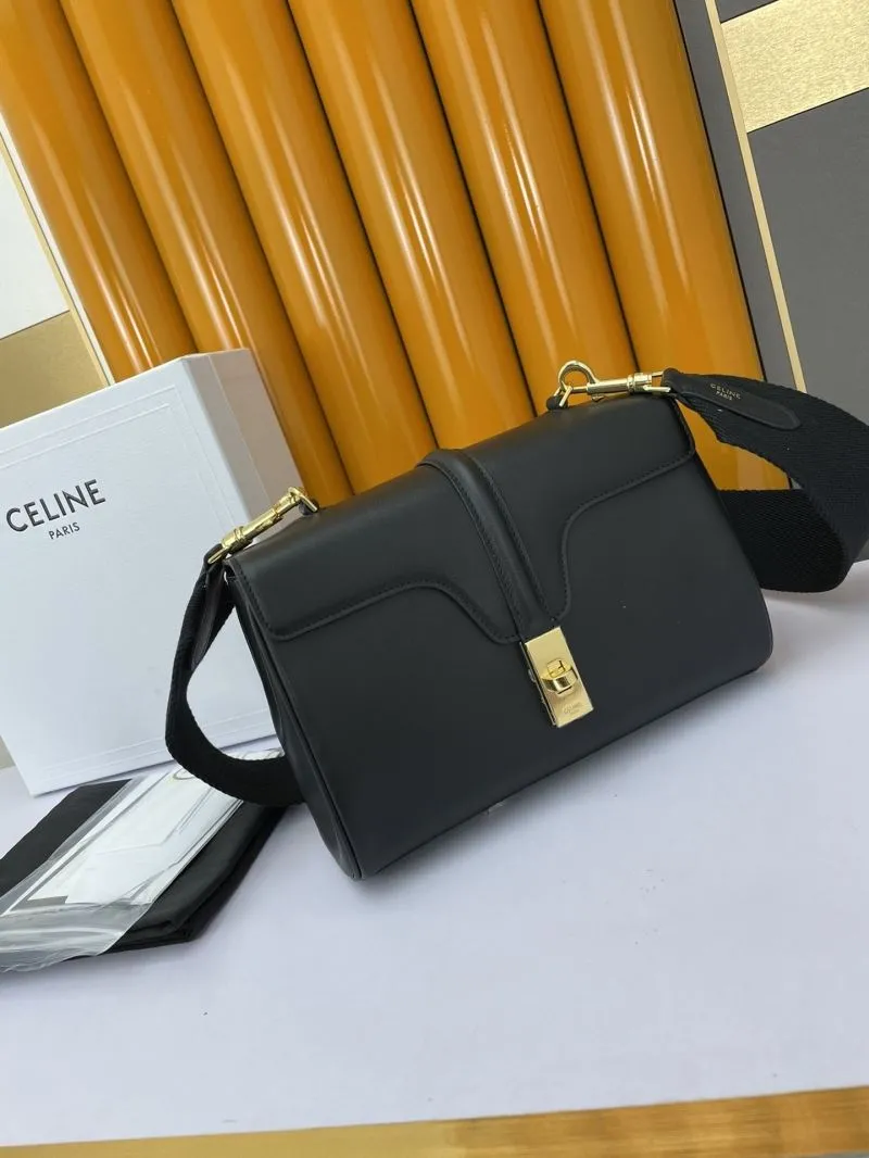 Alternative view of Celine Black Leather Crossbody Satchel Bag 586