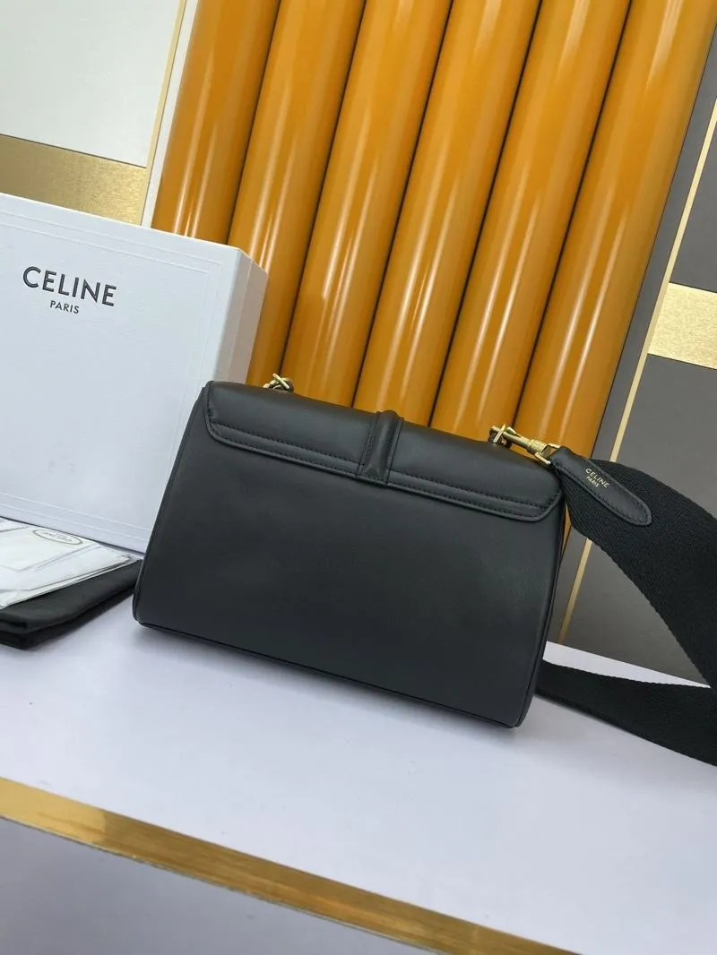 Celine Black Leather Crossbody Satchel Bag 586 - Image 3