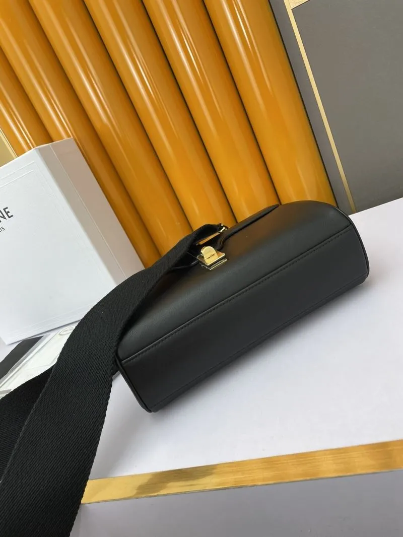 Celine Black Leather Crossbody Satchel Bag 586 - Image 4