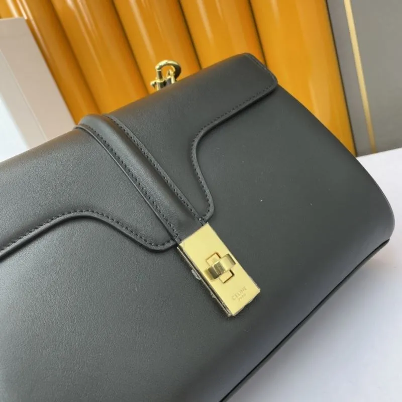 Celine Black Leather Crossbody Satchel Bag 586 - Image 5
