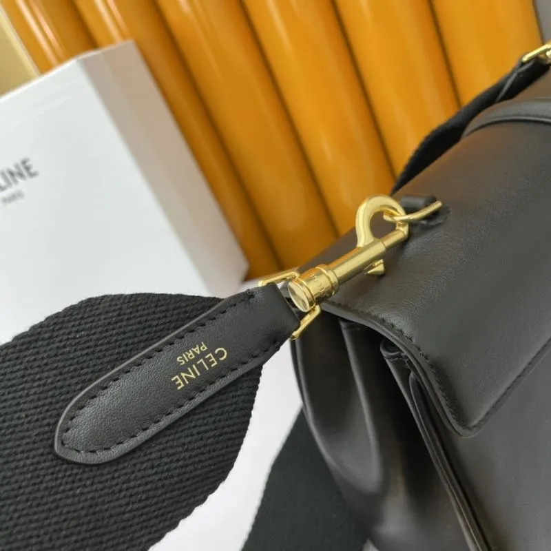 Celine Black Leather Crossbody Satchel Bag 586 - Image 6