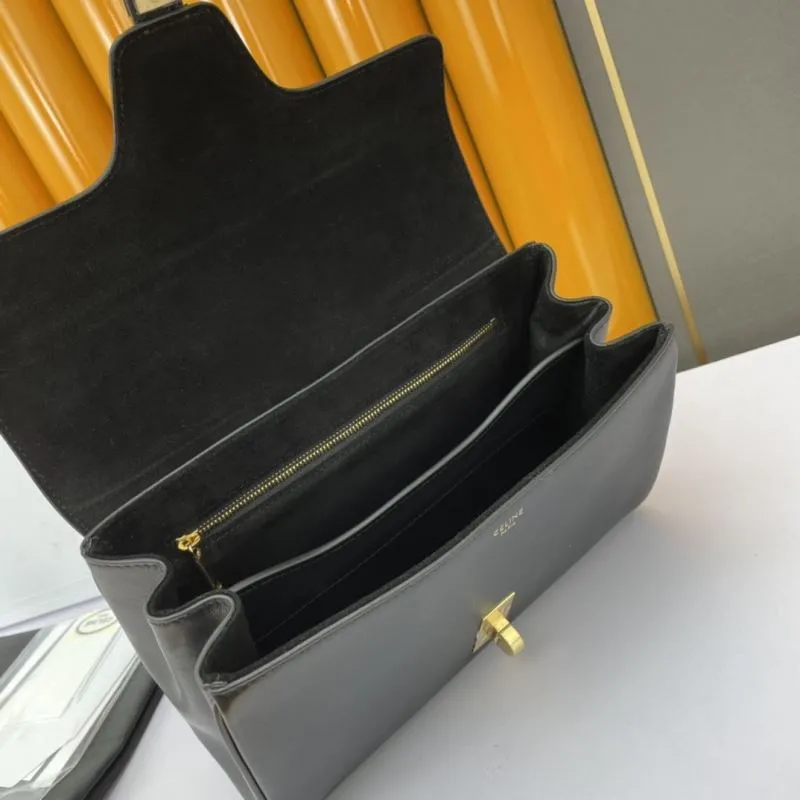 Celine Black Leather Crossbody Satchel Bag 586 - Image 7