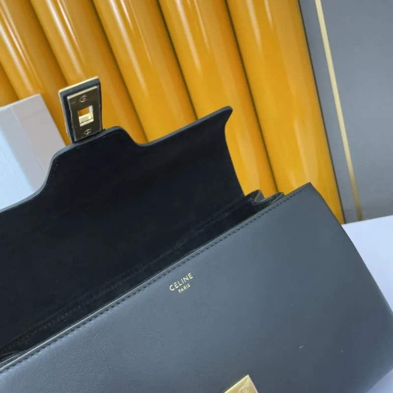 Celine Black Leather Crossbody Satchel Bag 586 - Image 8