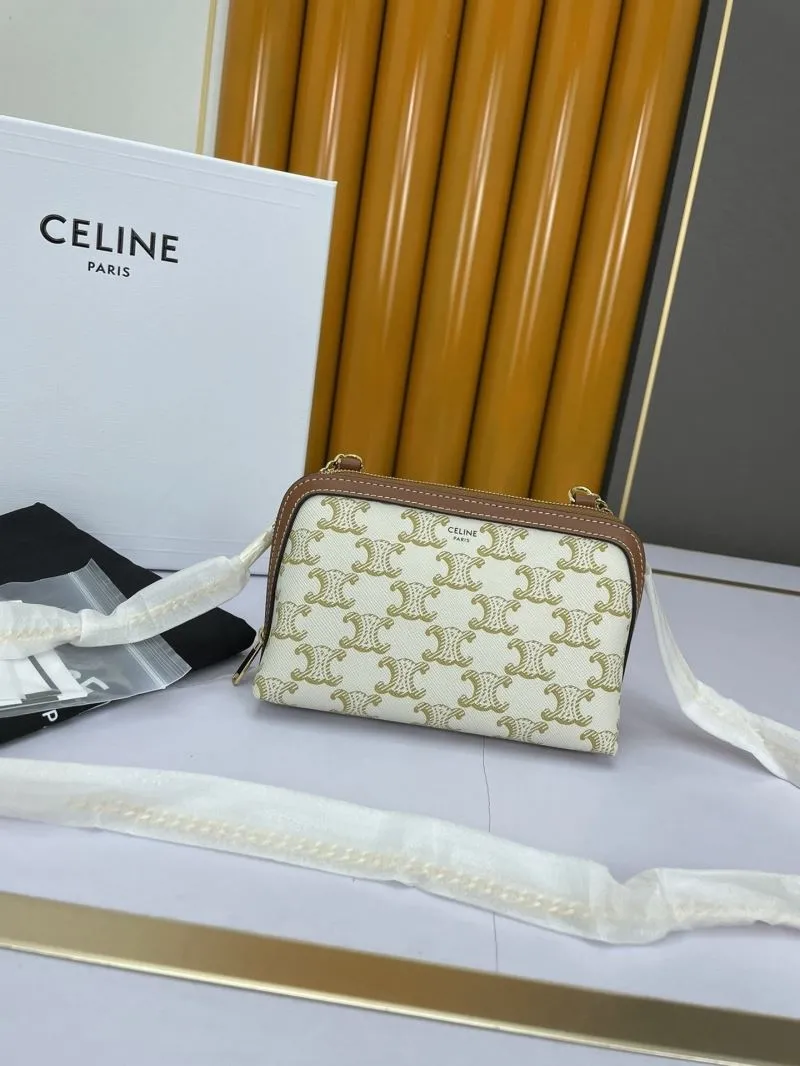 Celine Cream Brown Monogram Crossbody Satchel Bag