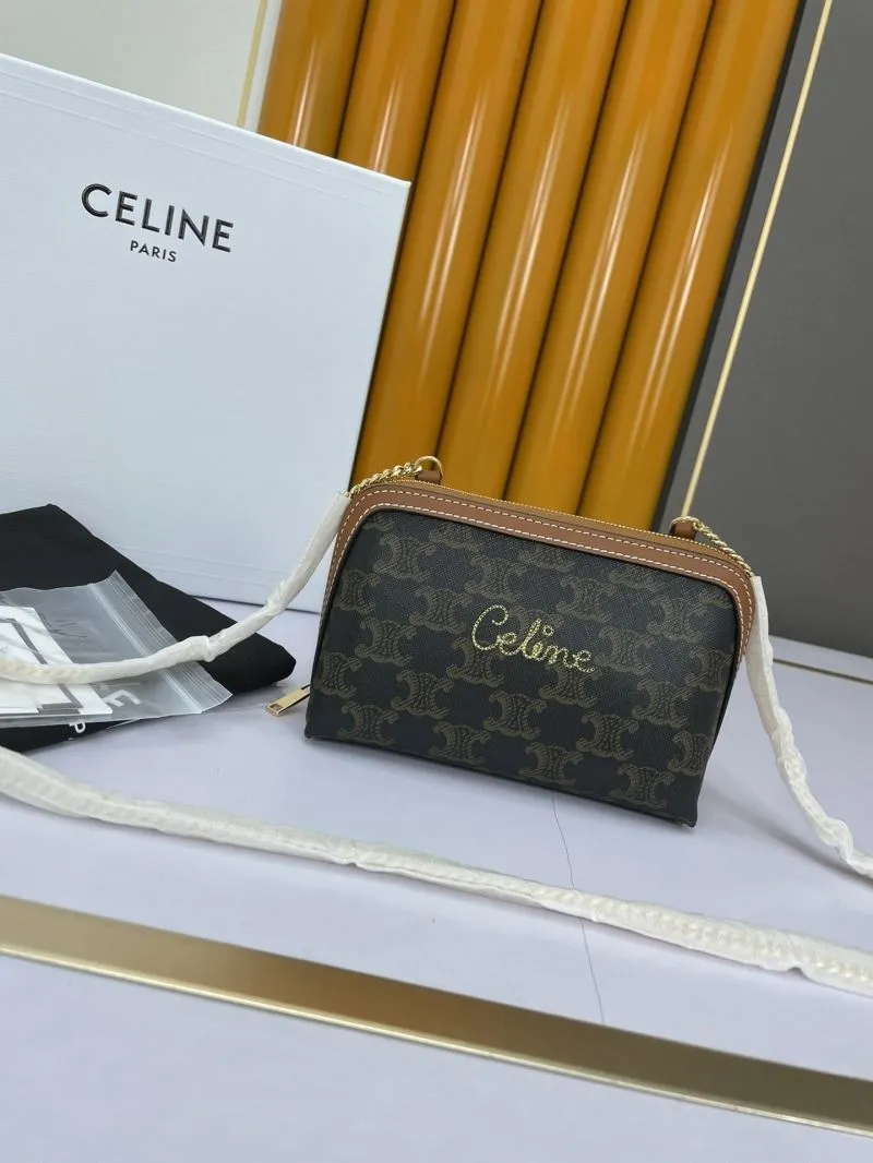 Celine Dark Brown Monogram Crossbody Satchel Bag 590