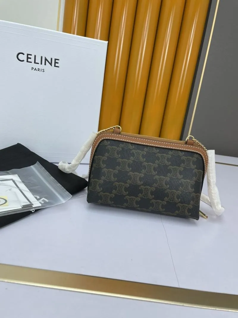 Celine Dark Brown Monogram Crossbody Satchel Bag 590 - Image 3