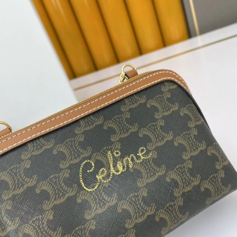 Celine Dark Brown Monogram Crossbody Satchel Bag 590 - Image 5