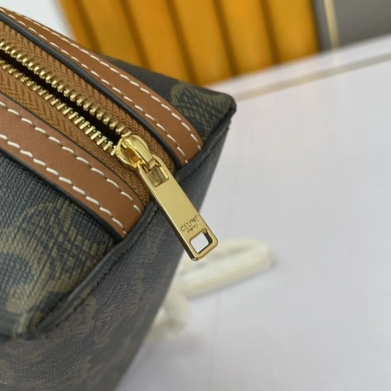 Celine Dark Brown Monogram Crossbody Satchel Bag 590 - Image 8