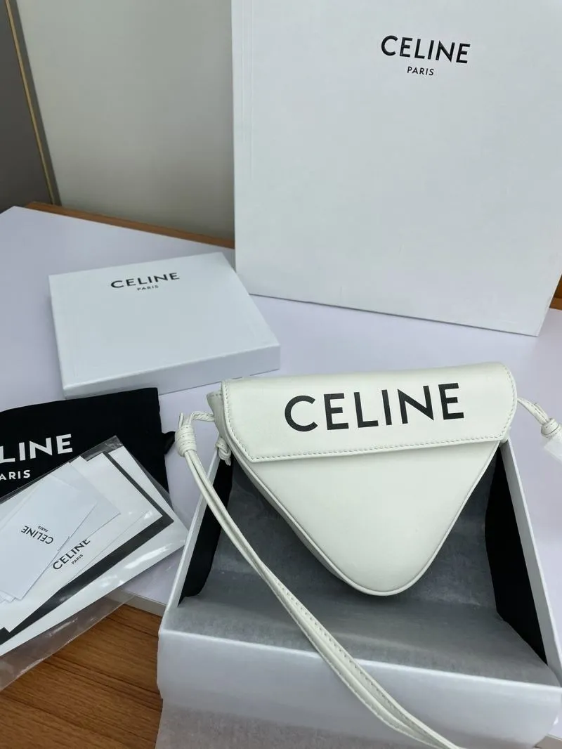 Celine White Triangle Crossbody Bag 591