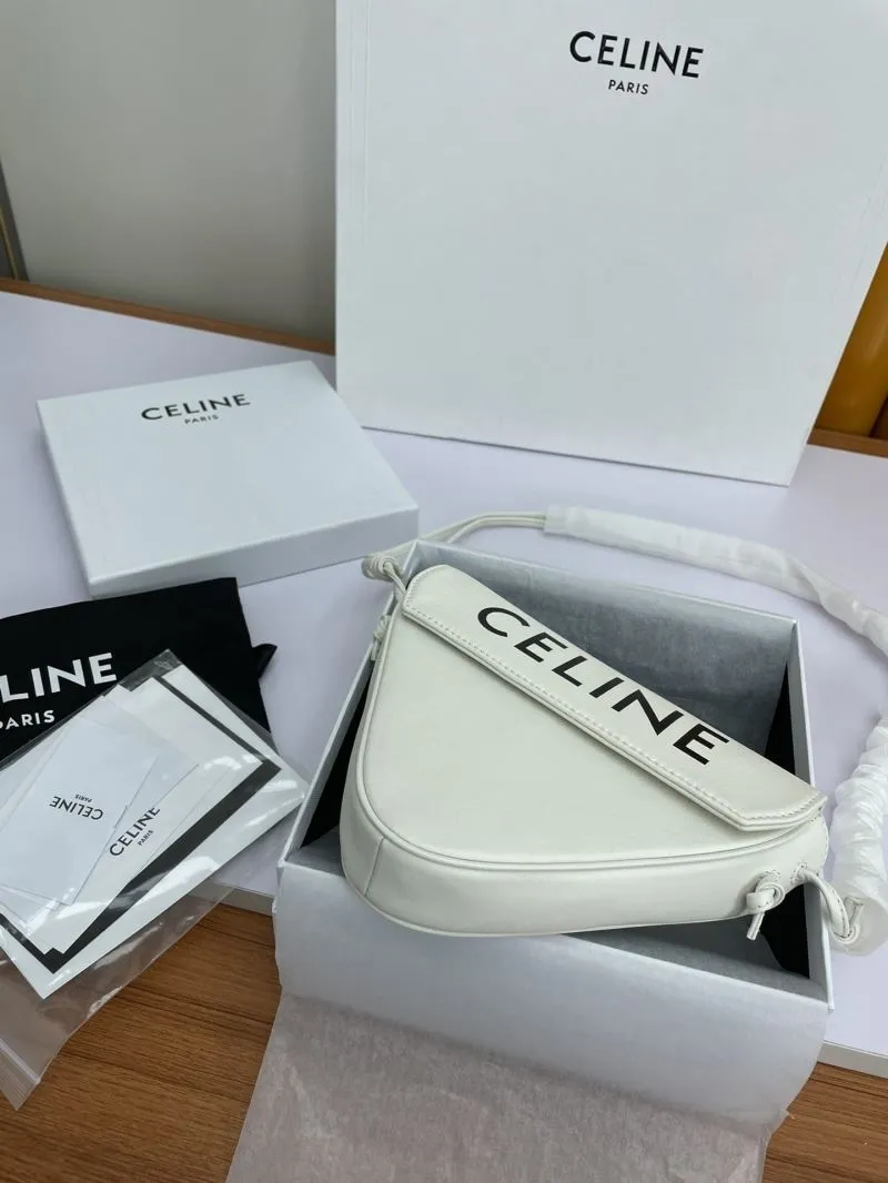 Celine White Triangle Crossbody Bag 591 - Image 3